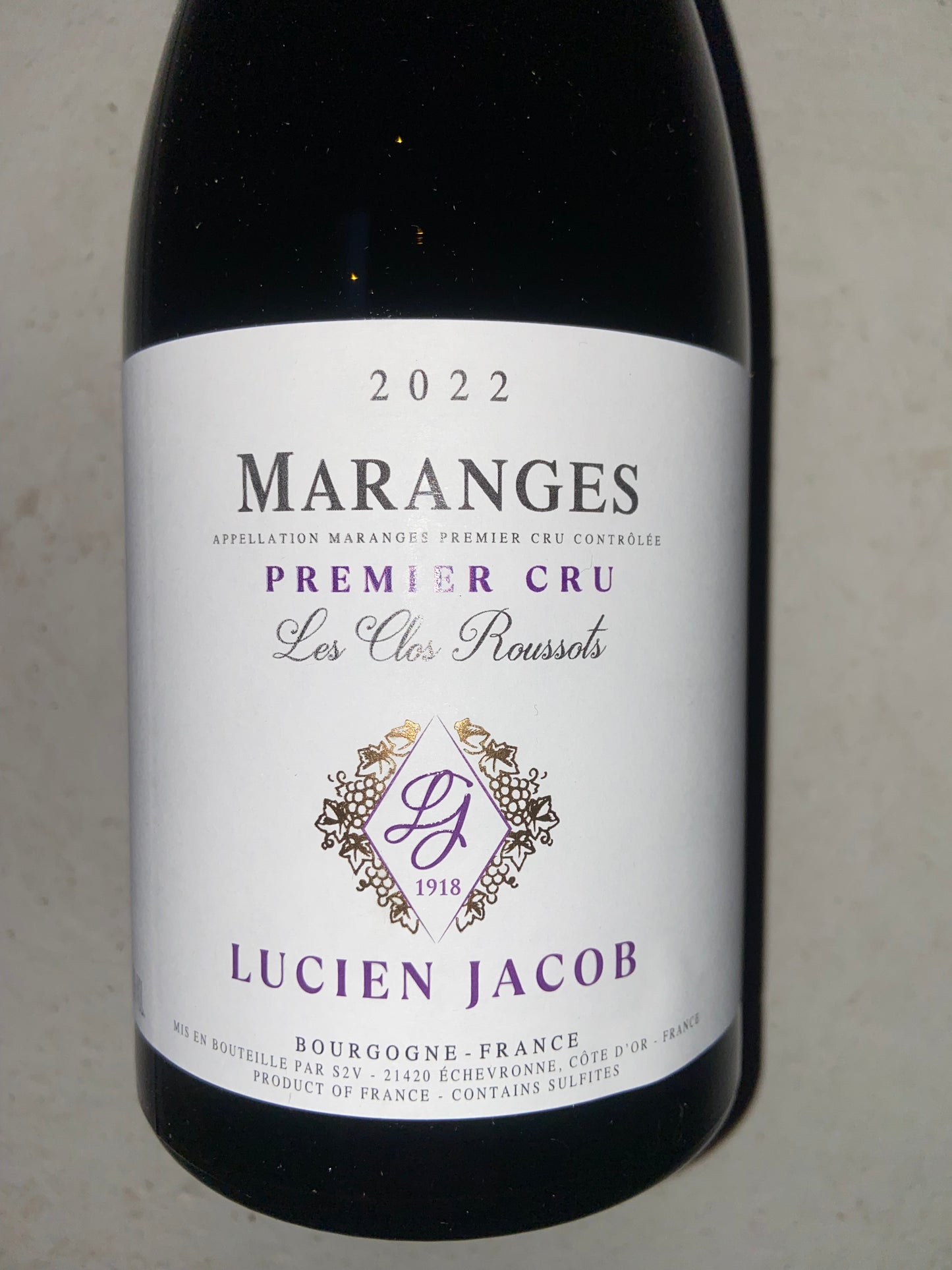 Lucien Jacob, Maranges, Premier Cru, "Les Clos Roussots" - Vinskabt
